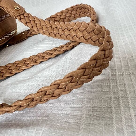 Antik Kraft Roxanne Satchel Camel Tan Braided Handle Faux Leather Women's Bag - Picture 11 of 13